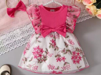 Beautiful baby girl's gown with a headband