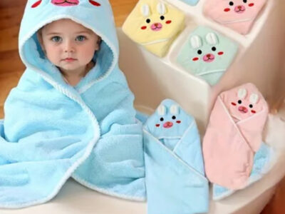 Baby Hooded Towel,Cartoon Animal Fleece Soft Newborn Bath Towel
