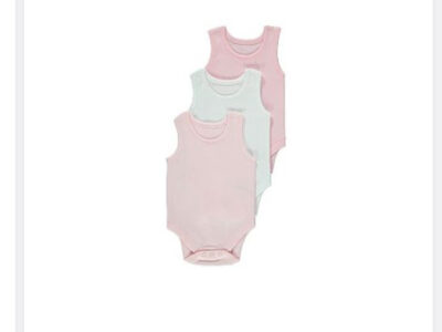 George 3 Pack Of Sleeveless Baby Bodysuits